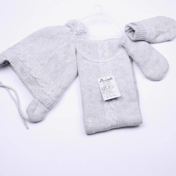 NEW Okaidi Baby Girl obaidi Hat Muffler Gloves Set Warm Lined 3T 3 Years Old - Picture 1 of 6